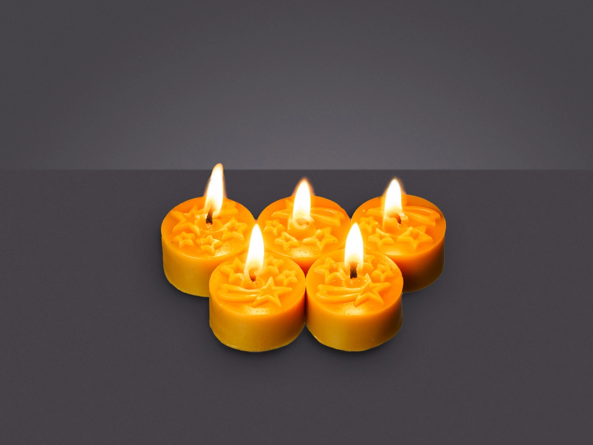 Tealighty z wosku pszczelego gwiazdki świąteczne